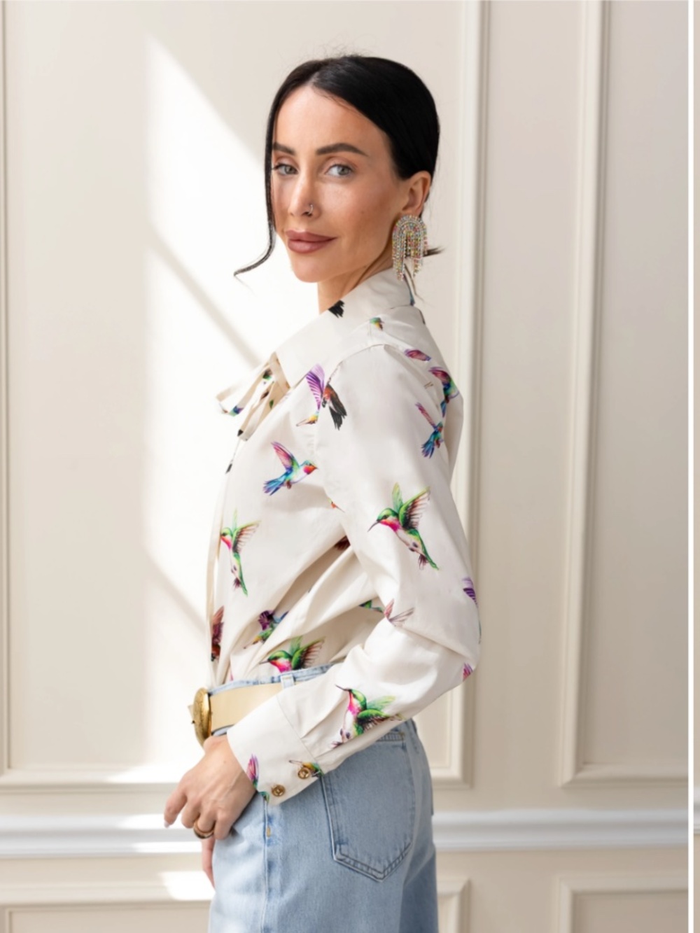 SECRETARIAT POPLIN SHIRT - HUMMINGBIRDS by CARE TUCKER - Picture 7 of 9